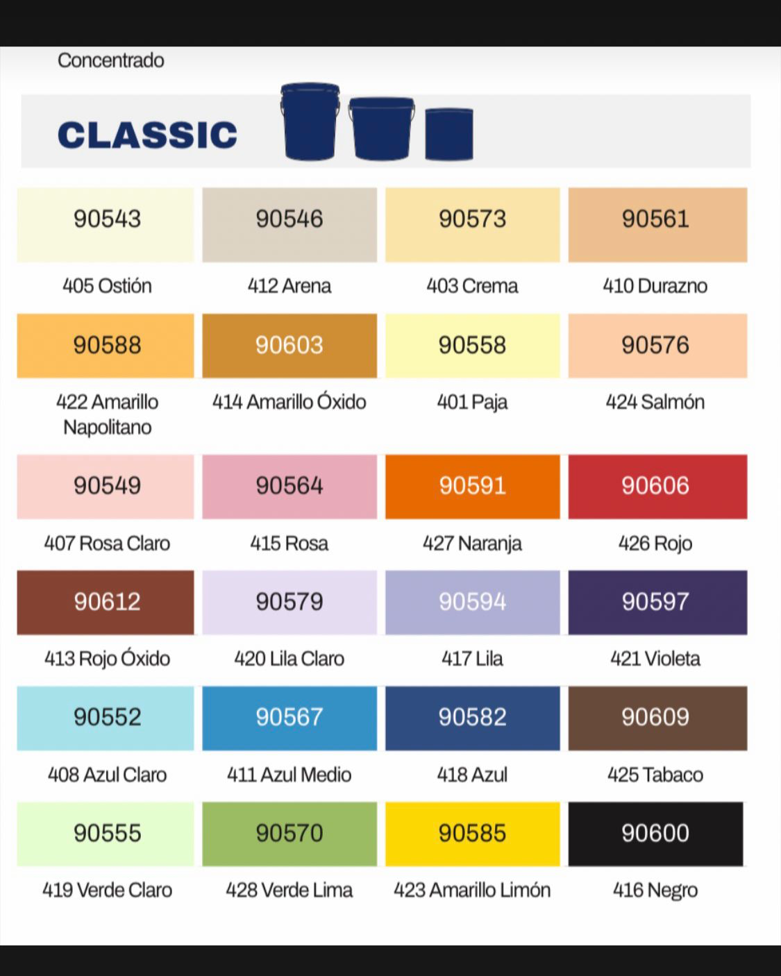 Carta de colores pintura Acuario